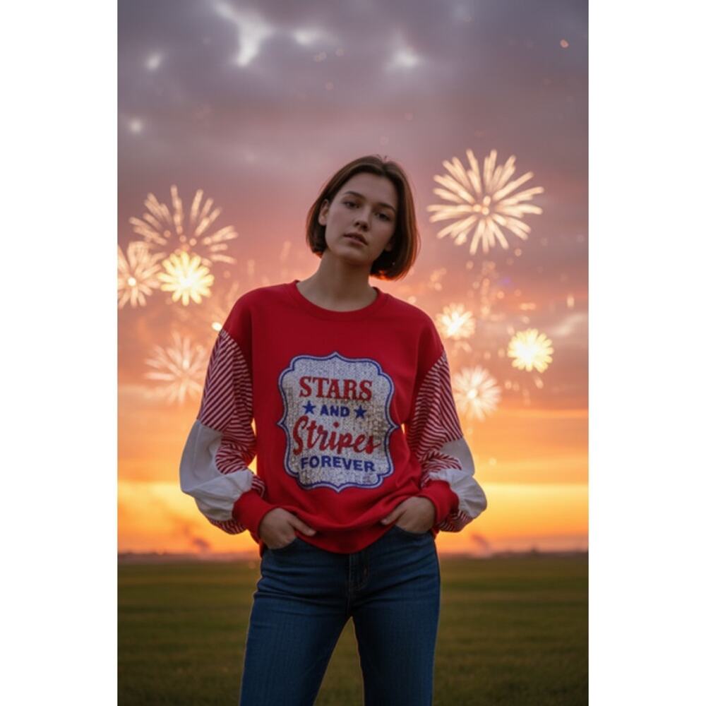 Fantastic Fawn - Stars & Stripes Forever Oversized Sweatshirt - Small